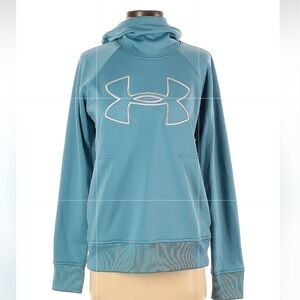 Under Armour Blue Loose Fit COLDGEAR Warm Relaxed Hooded Logo Sweatshirt Sz S